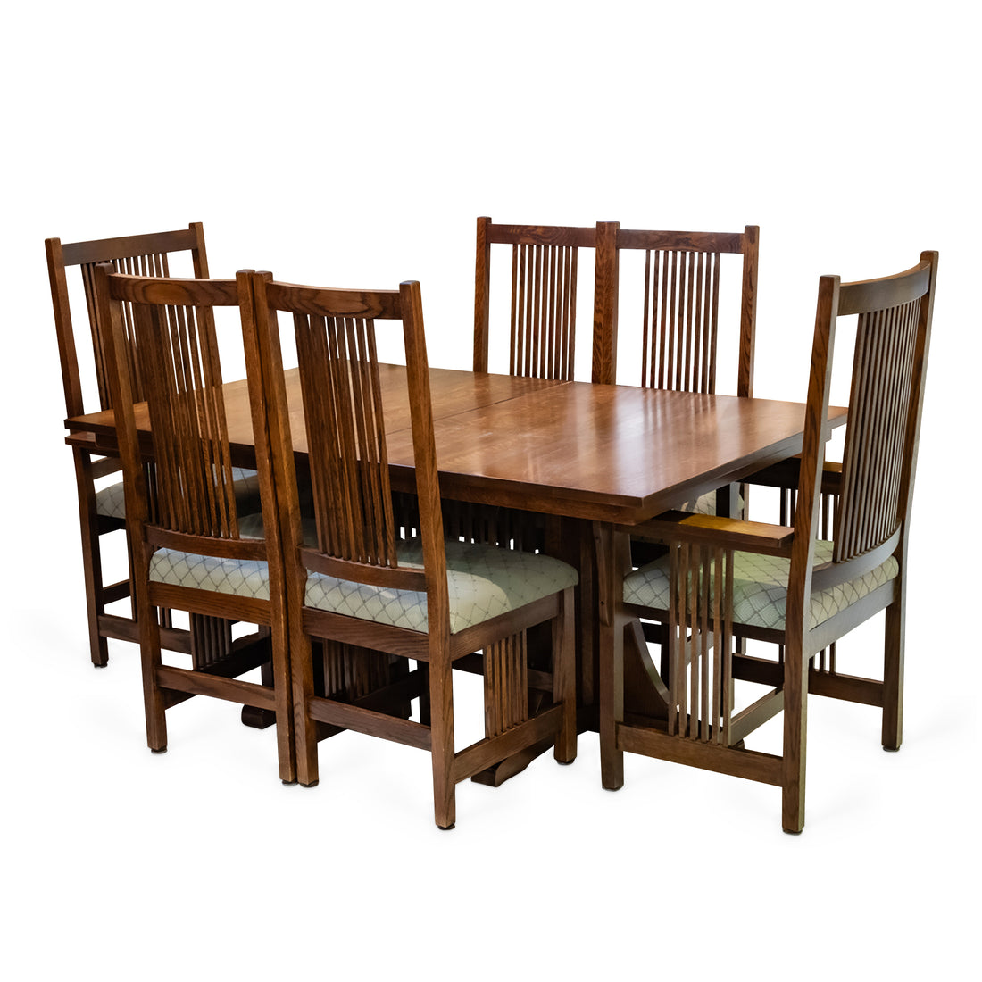 PINE CREEK Mission Oak Dining Table & 6 Chairs