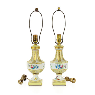 PORCELAINE DE PARIS Hand-Painted Floral Table Lamps - Set of 2