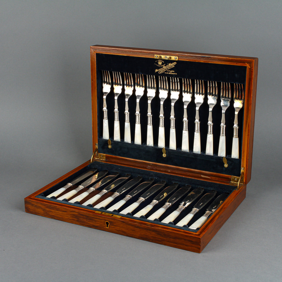 HARRISON BROS. & HOWSON Mother-of-Pearl Handle & Silverplate Fish Set - 24 Pieces
