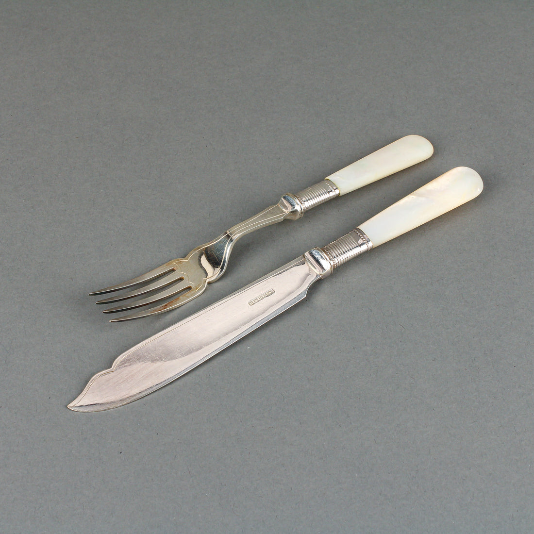 HARRISON BROS. & HOWSON Mother-of-Pearl Handle & Silverplate Fish Set - 24 Pieces