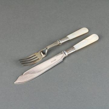 HARRISON BROS. & HOWSON Mother-of-Pearl Handle & Silverplate Fish Set - 24 Pieces
