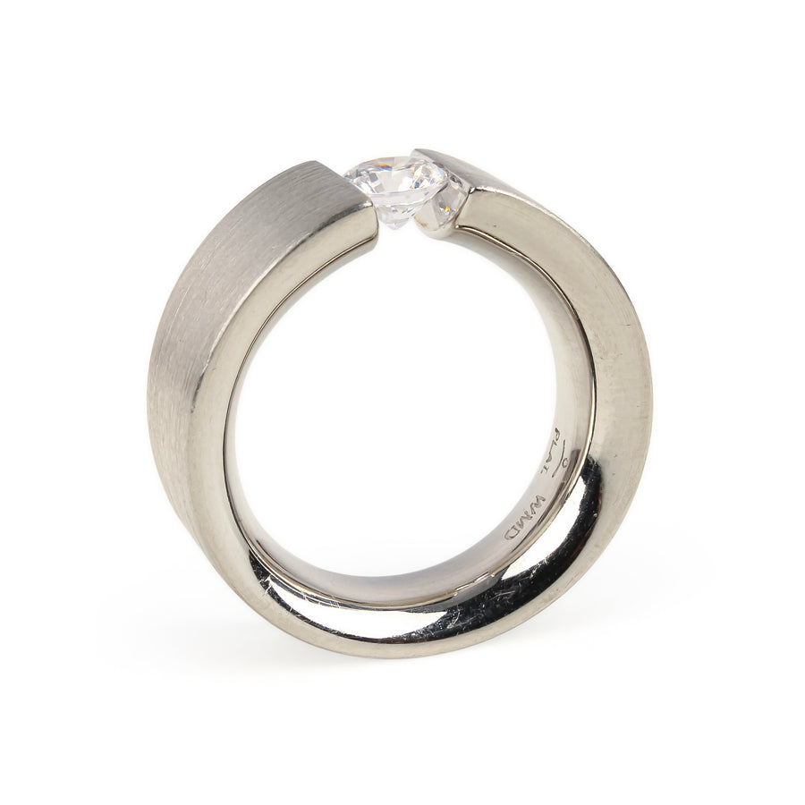 Platinum Tension Set Cubic Zirconia Ring