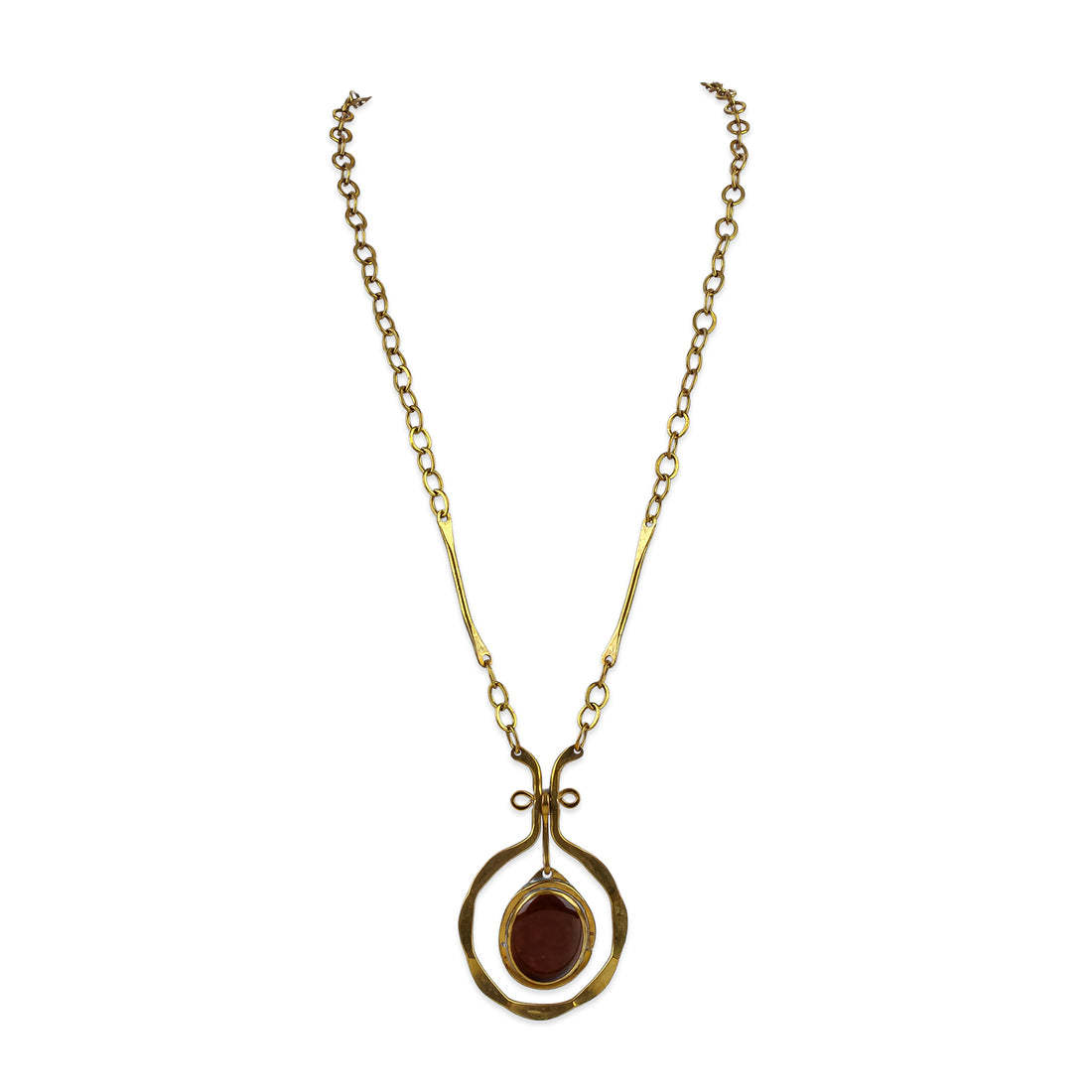 RAFAEL Large Brass Kinetic Necklace - Amber