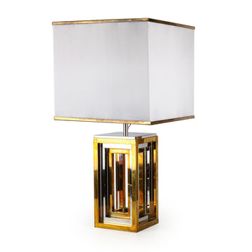 ROMEO REGA Brass & Chrome Square Table Lamp