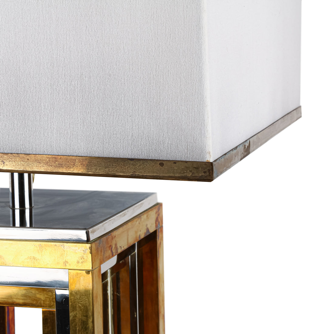 ROMEO REGA Brass & Chrome Square Table Lamp