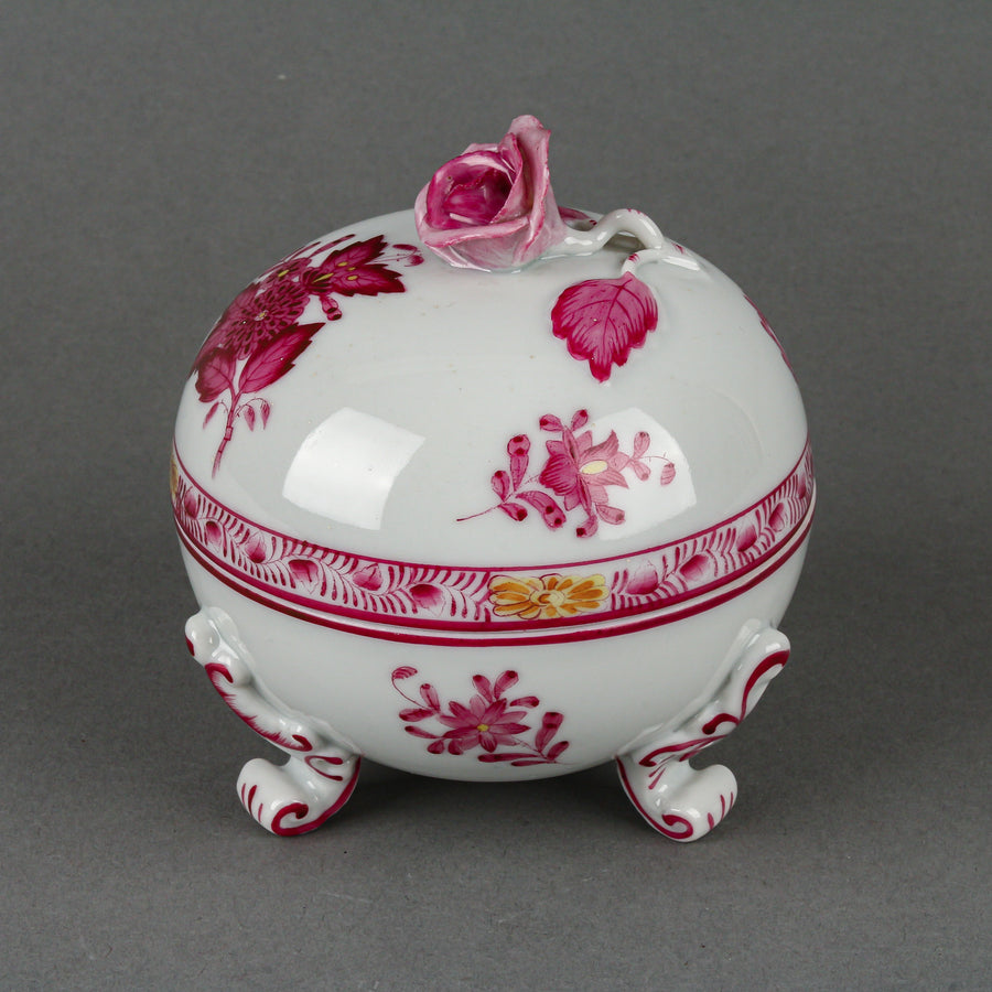 HEREND Chinese Bouquet Rose Knob Bonbonniere