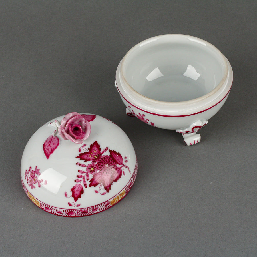 HEREND Chinese Bouquet Rose Knob Bonbonniere