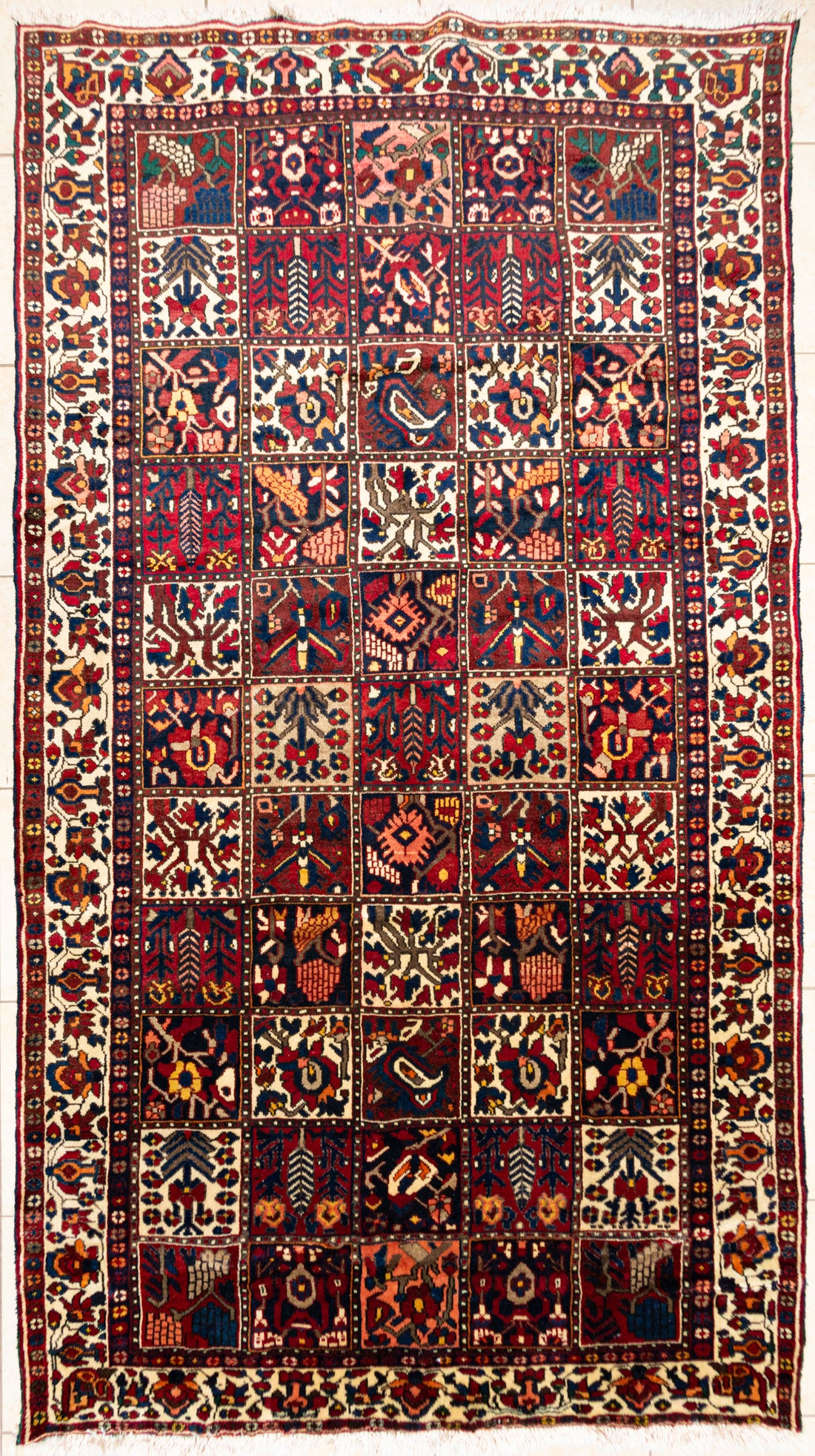 Hand Knotted Wool Bakhtiari Persian Rug    Season Tile Design 120"x64"