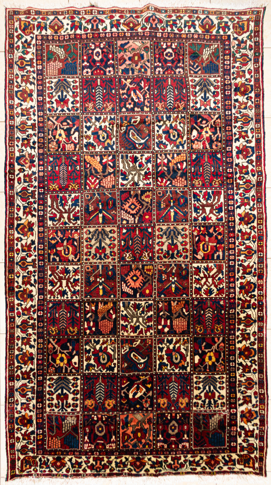 Hand Knotted Wool Bakhtiari Persian Rug    Season Tile Design 120"x64"