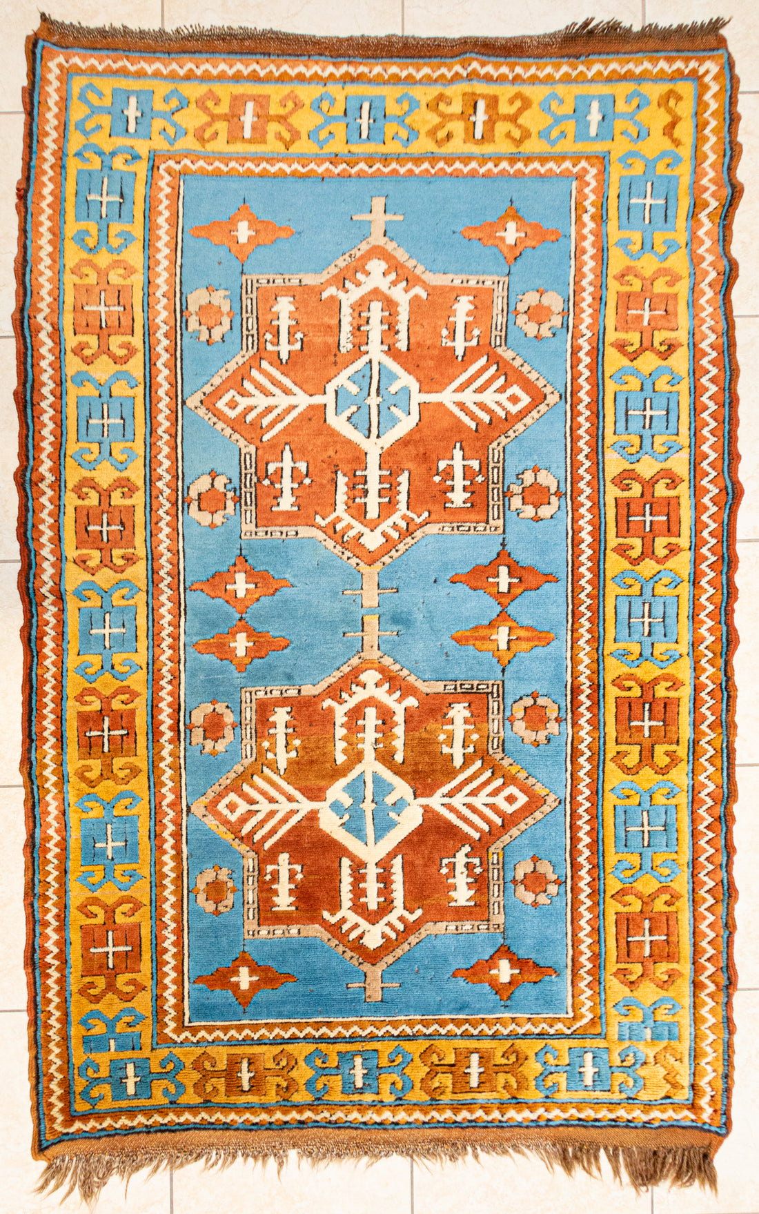Hand Knotted Wool Turkish Rug 87"x53"
