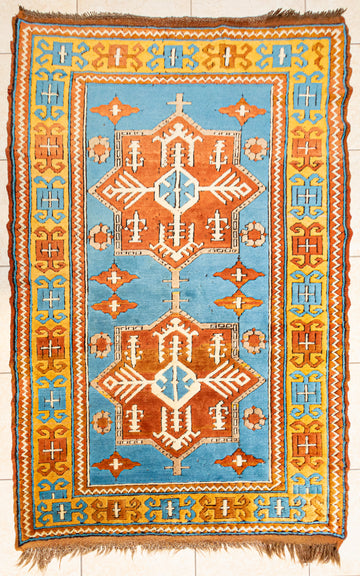 Hand Knotted Wool Turkish Rug 87"x53"