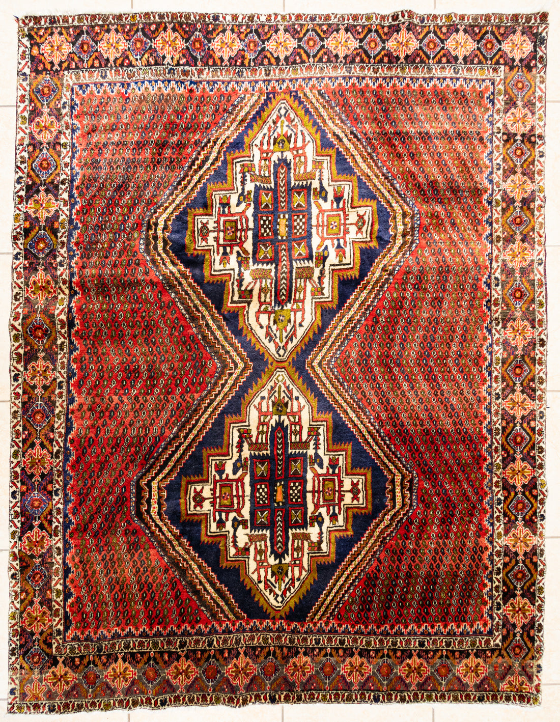 Hand Knotted Wool Afshar Persian Rug       84"x62"