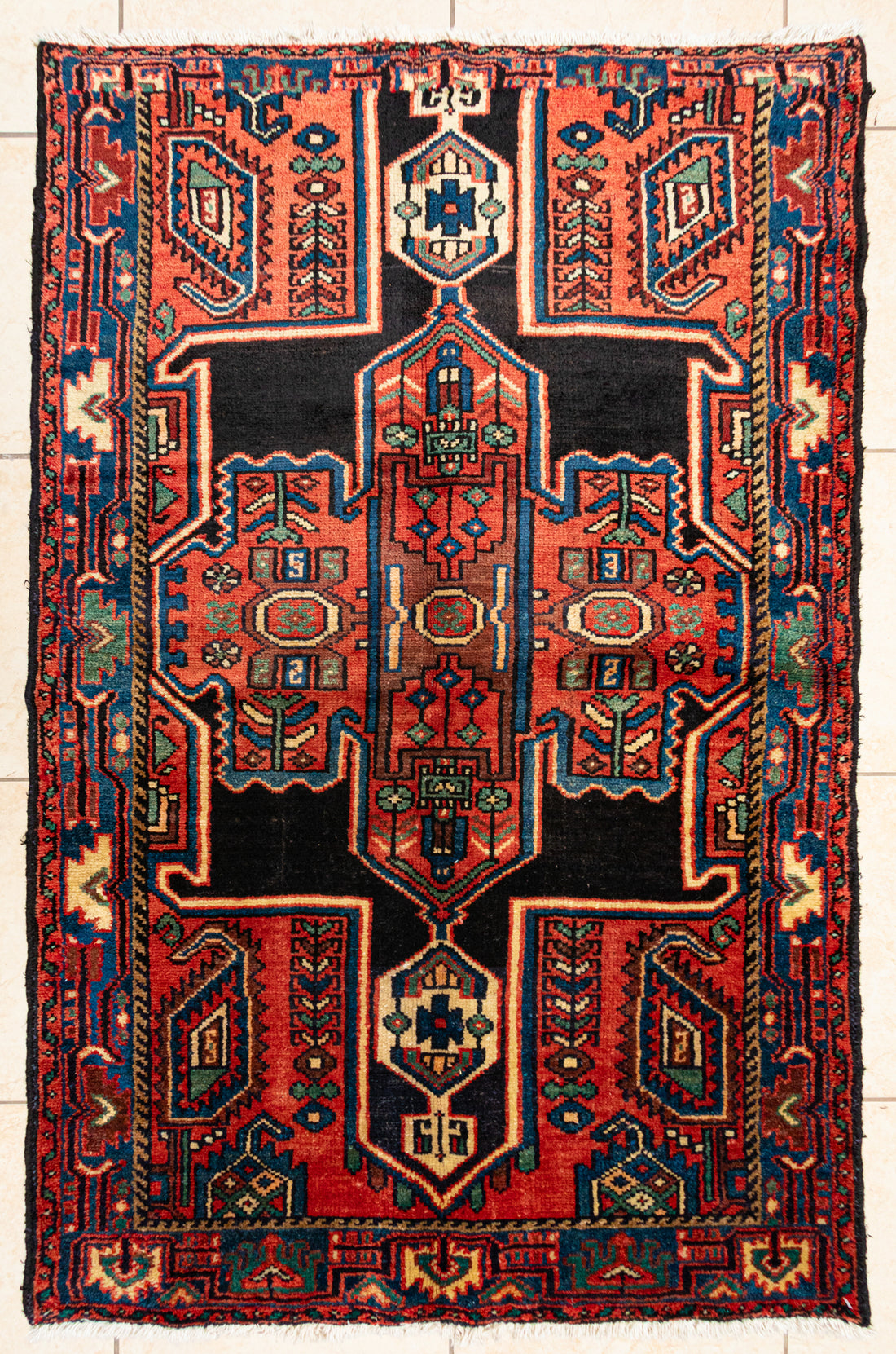 Hand Knotted Wool Zanjan Persian Rug      71"x44"