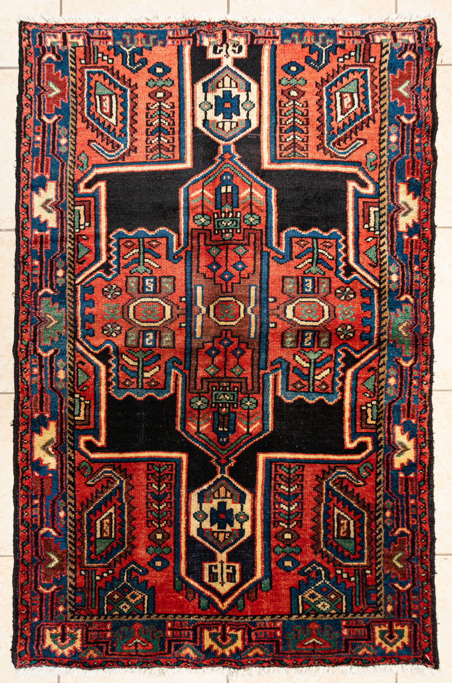 Hand Knotted Wool Zanjan Persian Rug      71"x44"