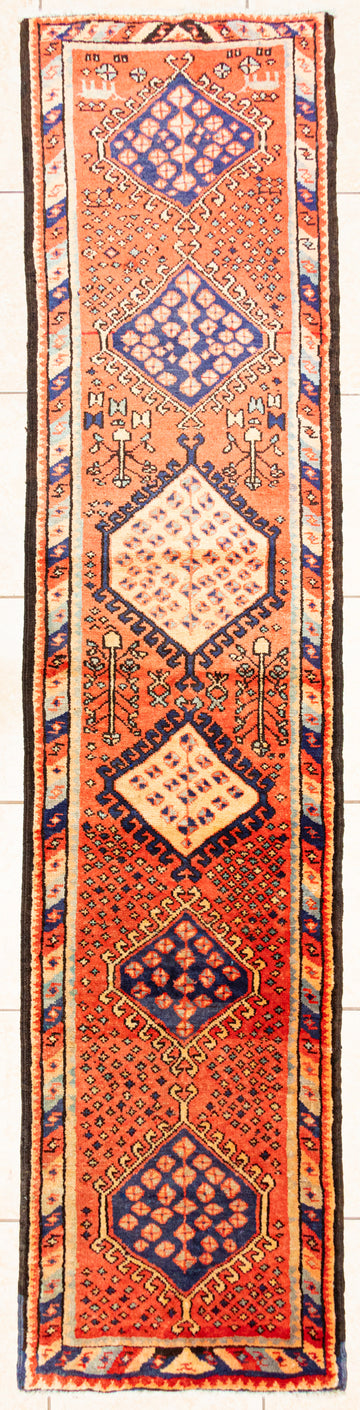 Hand Knotted Wool Hamadan Persian Runner
