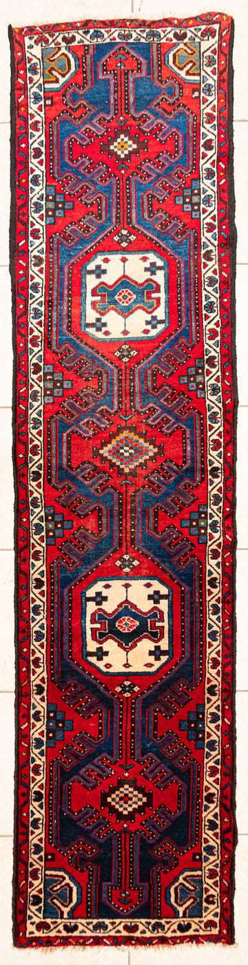 Hand Knotted Wool Hamadan Persian Runner