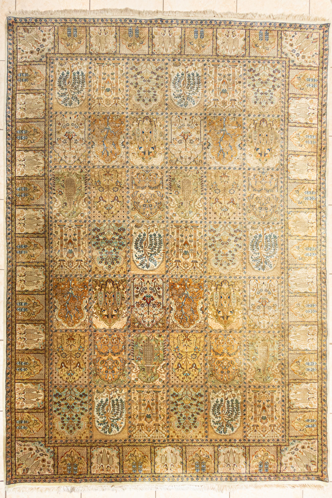 Hand Knotted Wool Kashmiri Panel Rug                120"x78"