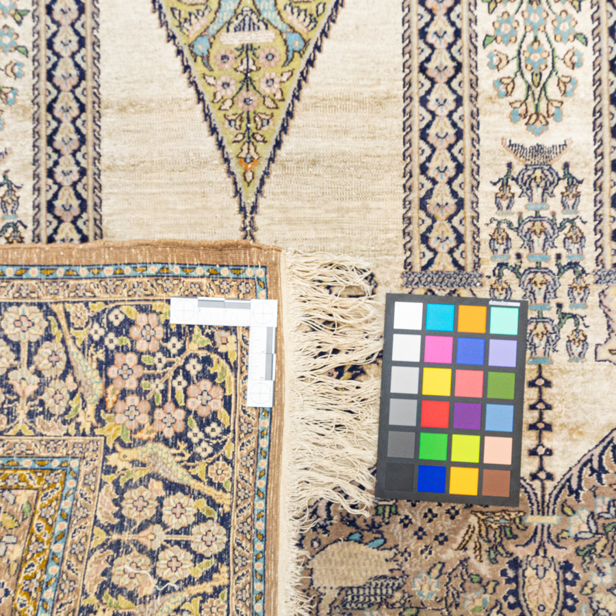 Hand Knotted Antique Wool Kashmir Rug      74"x47