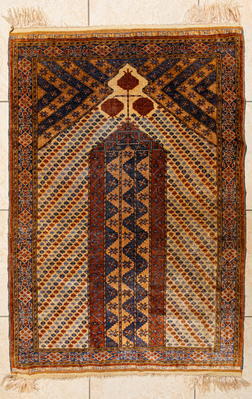Hand Knotted Silk Blend Prayer Rug 58"x40"