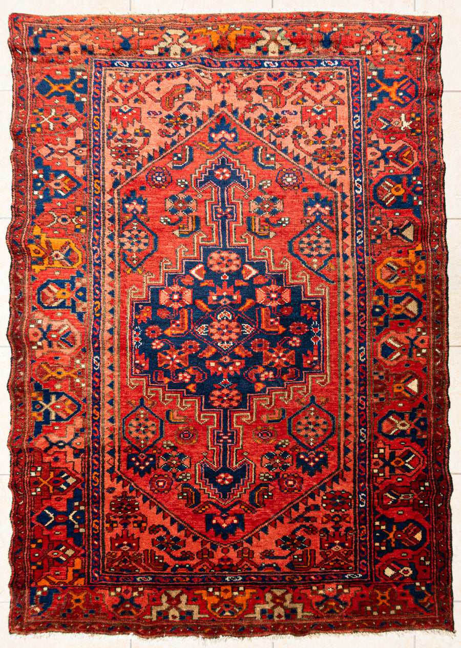 Hand Knotted Wool Zanjan Persian Rug 55"x88"