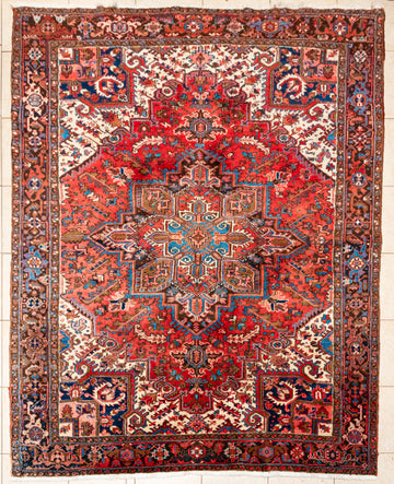 Hand Knotted Wool Heriz Persian Rug                123"x98"