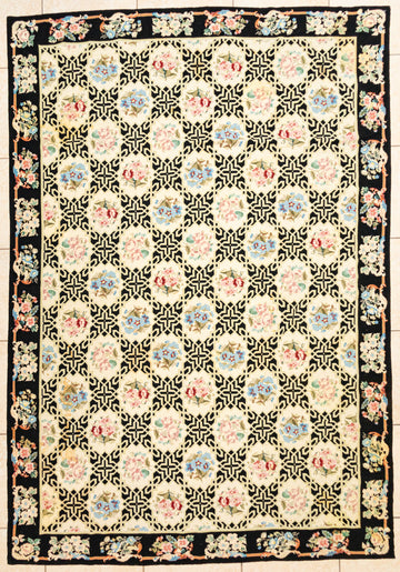 Wool Needlepoint Style Rug             107"x70"