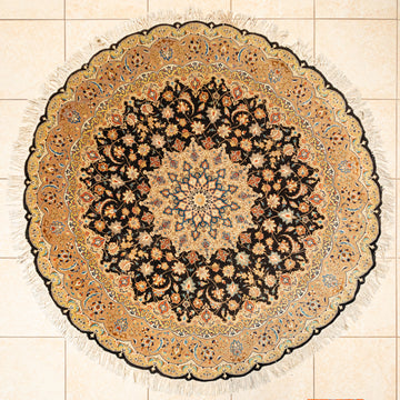 Hand Knotted Wool Oval Rug 81"x78"