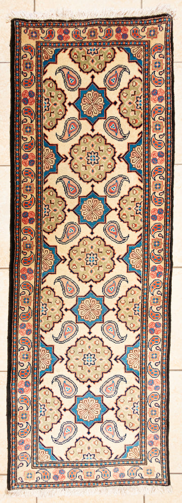Hand Knotted Wool Ardabil Persian Runner   82"x27"