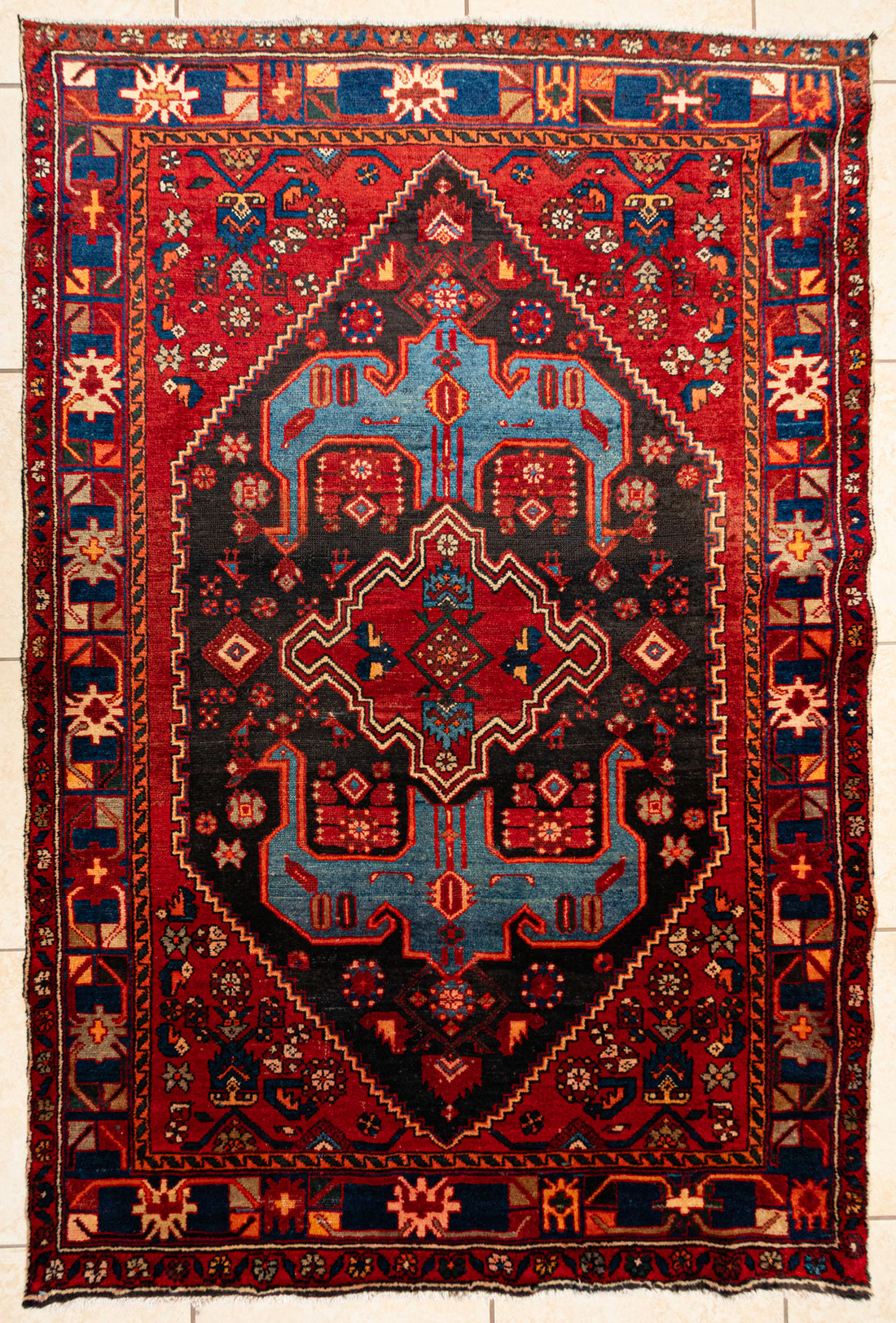 Hand Knotted Wool Hamadan Persian Rug     79"x51"