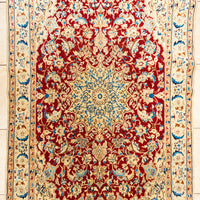 Hand Knotted Wool Nain Persian Rug             85"x47"