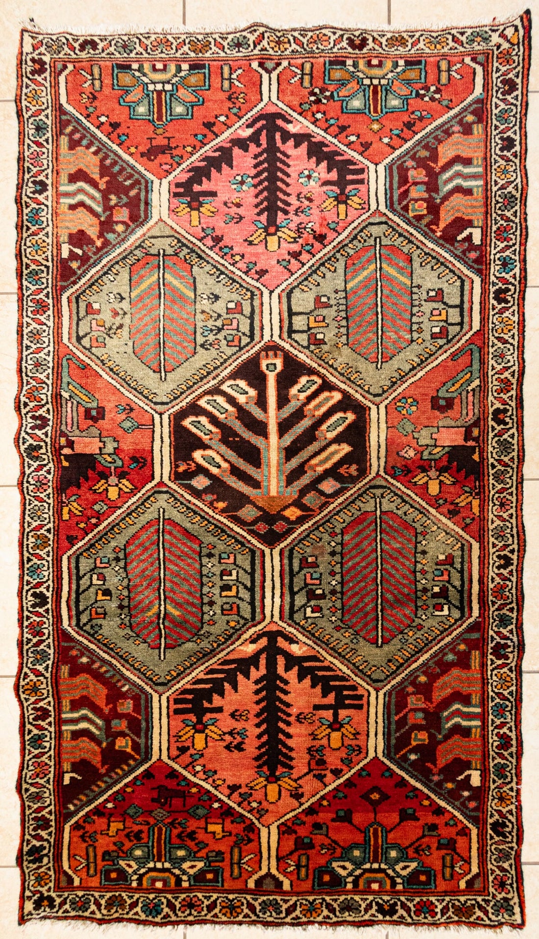 Hand Knotted Wool Bakhtiari Persian Rug           83"x44"
