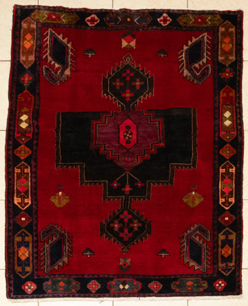Hand-Knotted Wool Mazlegan Rug 6'2" x 4'8"