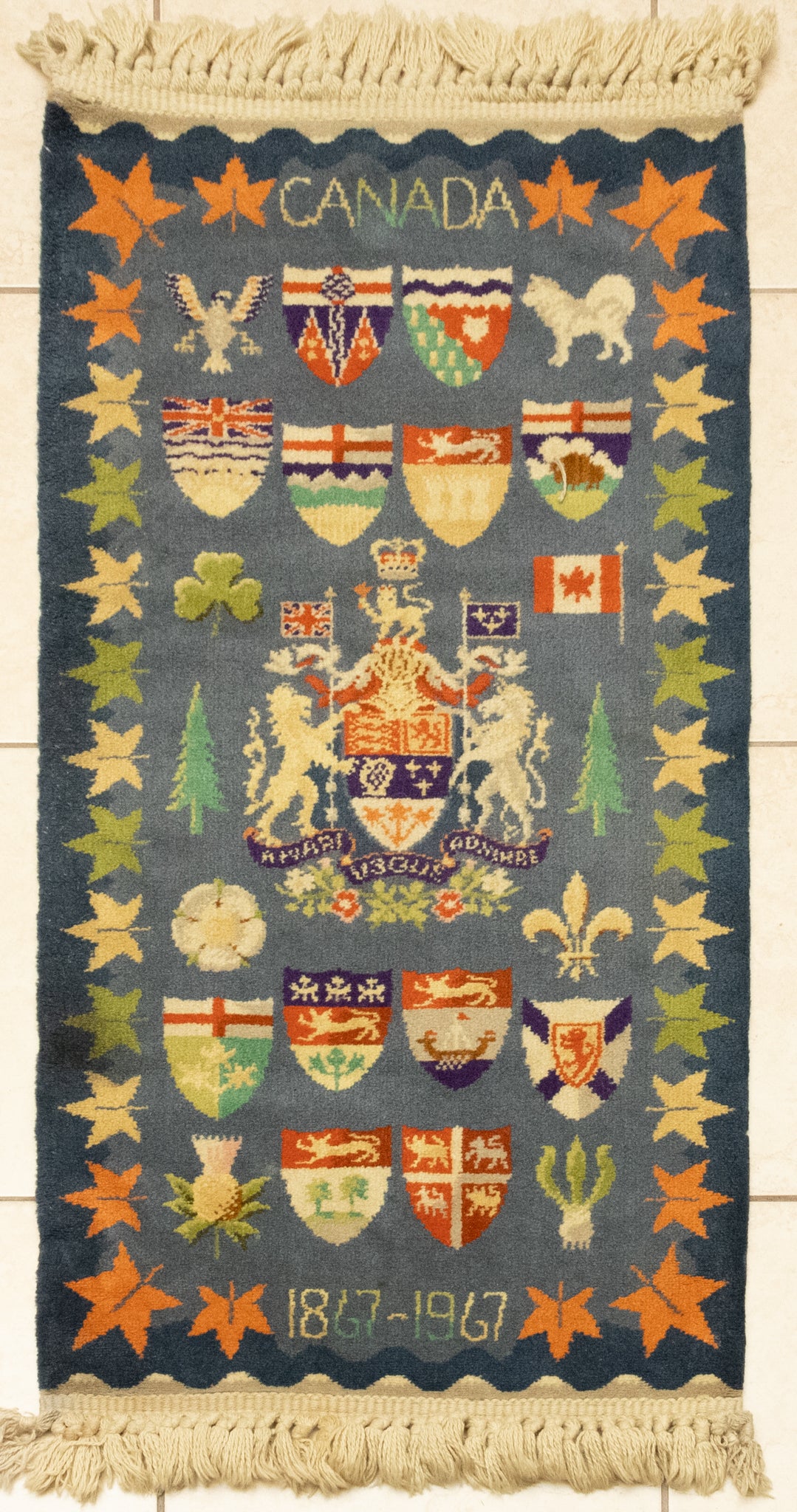 Vintage Wool Canada Confederation Rug