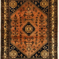 Hand-Knotted Wool Kashqaei Rug 6'11" x 5'5"