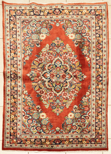 Vintage Hand-Knotted Wool Mahal Rug 6'7" x 4'3"