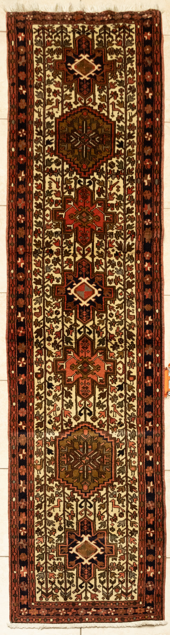 Hand-Knotted Wool Karajeh Runner 10'6" x 2'5"