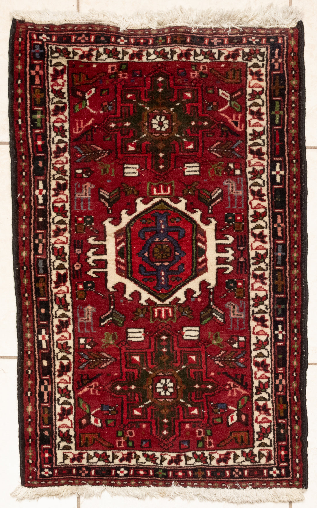 Hand-Knotted Wool Rug 39" x 24"