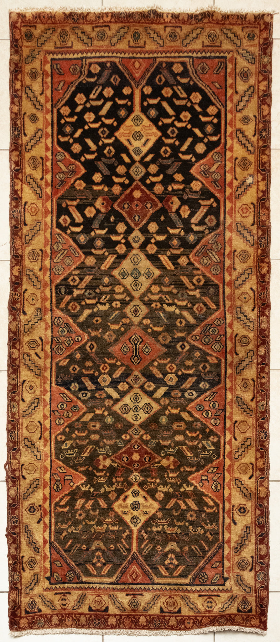Hand-Knotted Wool Hamadan Rug 8'5" x 3'5"