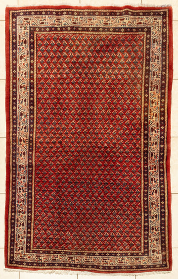 Hand-Knotted Paisley Pattern Wool Rug 7' x 4'1"