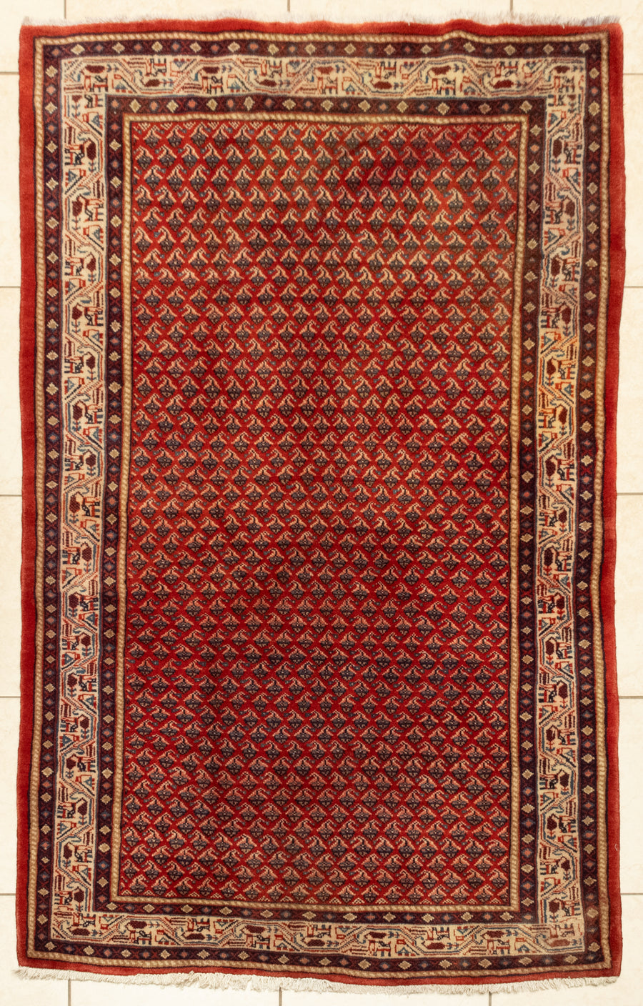 Hand-Knotted Paisley Pattern Wool Rug 7' x 4'1"