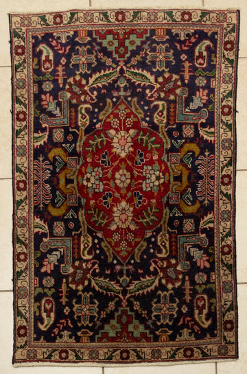 Hand-Knotted Wool Tabriz Rug 4'8" x 3'2"