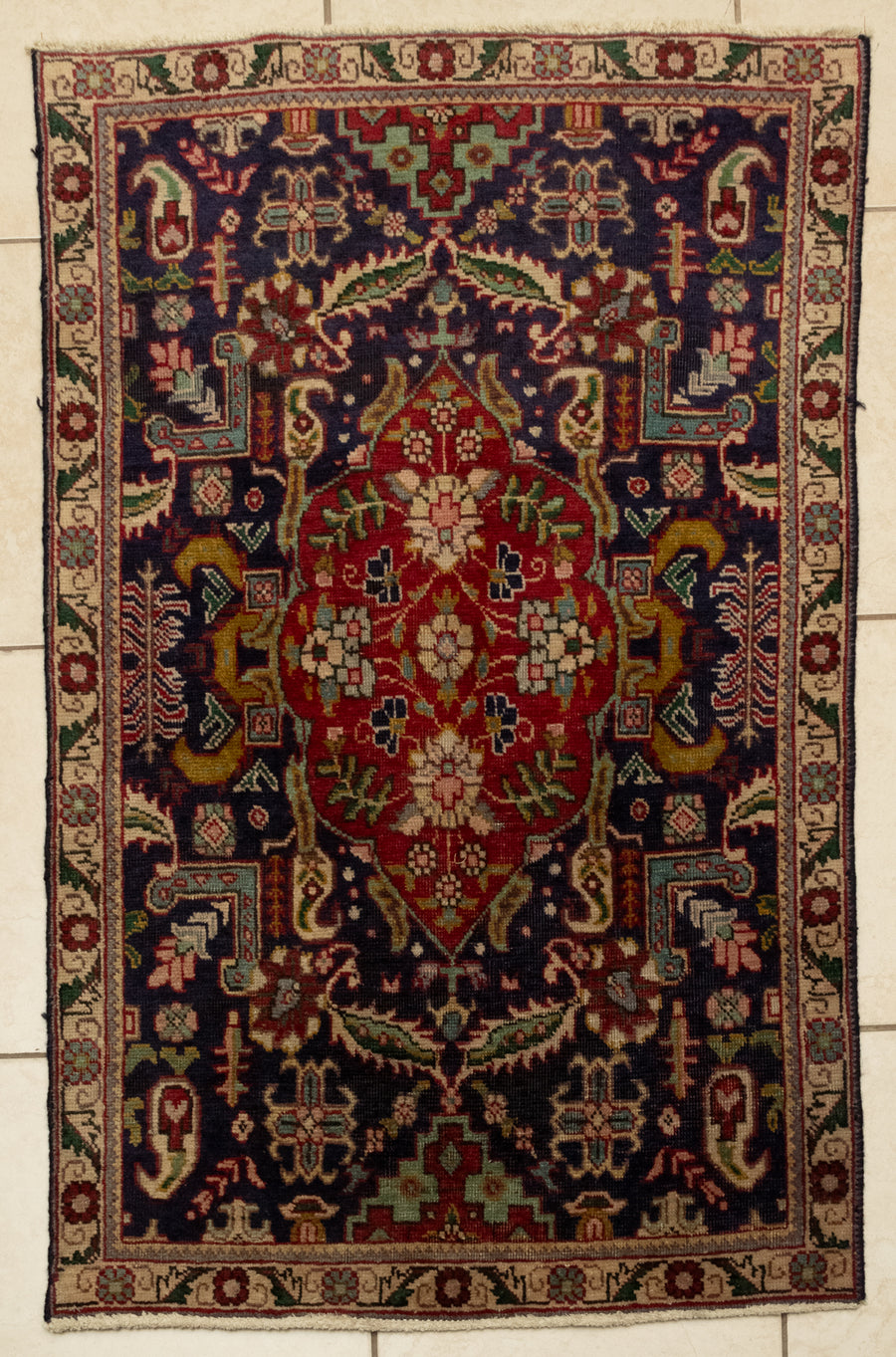 Hand-Knotted Wool Tabriz Rug 4'8" x 3'2"