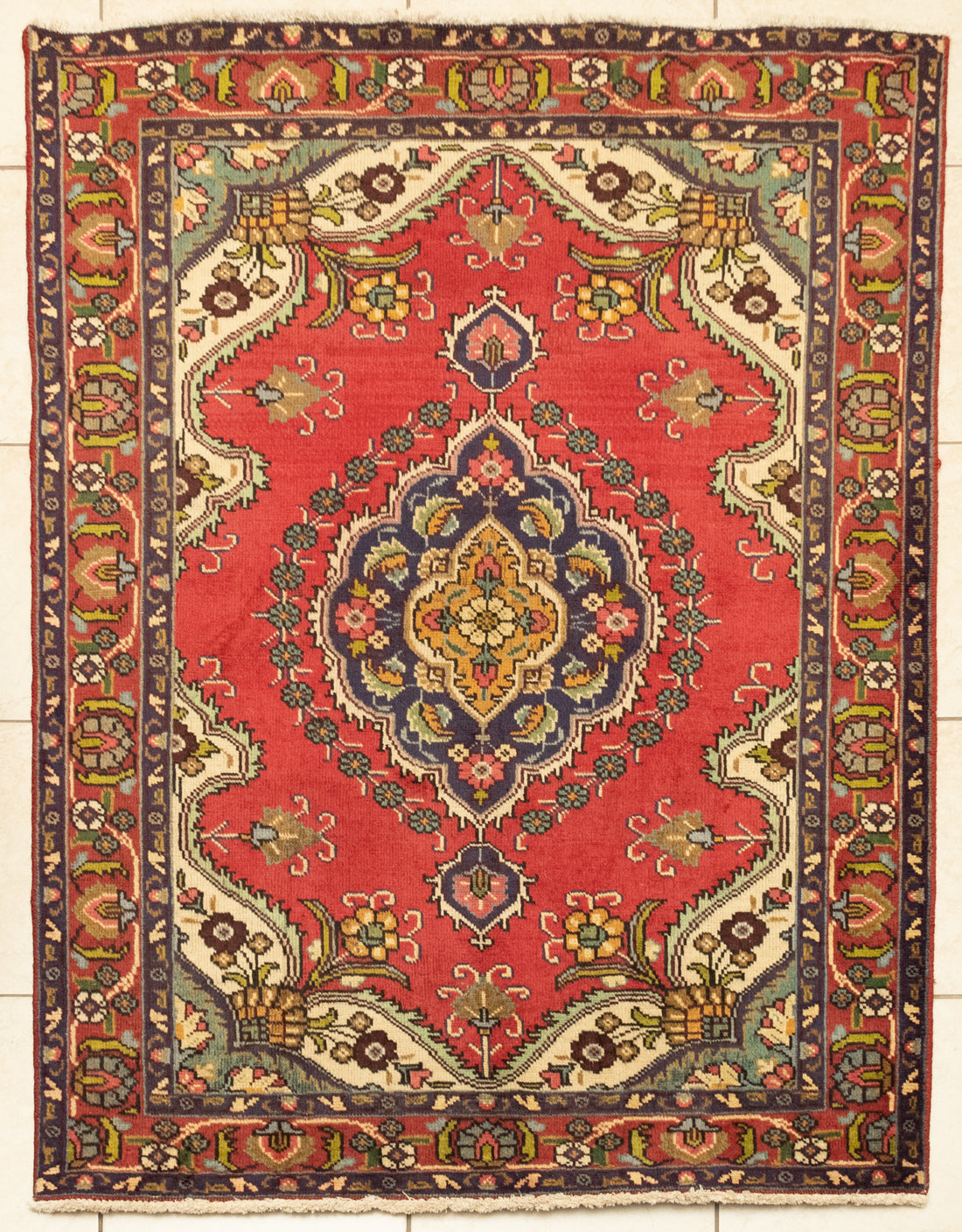 Hand-Knotted Wool Tabriz Rug 6'5" x 4'5"