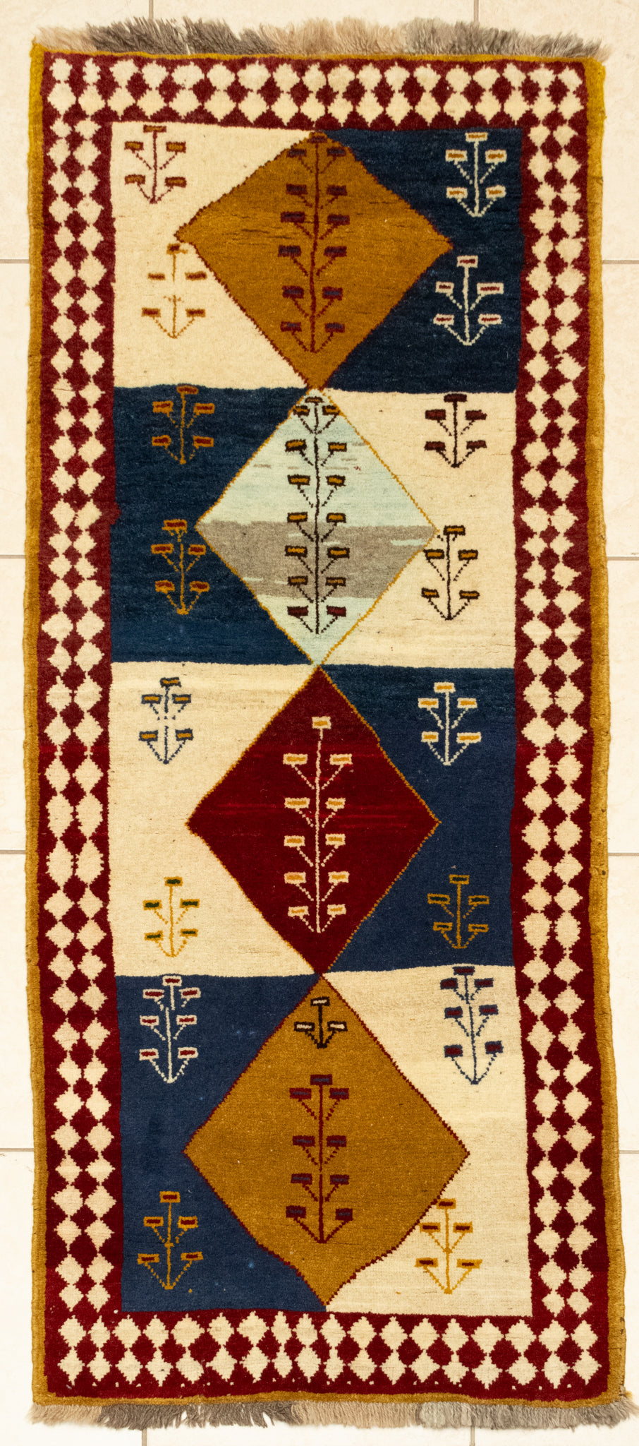 Hand-Knotted Wool Gabbeh Runner 6'9" x 2'7"