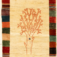 Hand-Knotted Wool Gabbeh Tree of Life Rug 4' x 2'9"