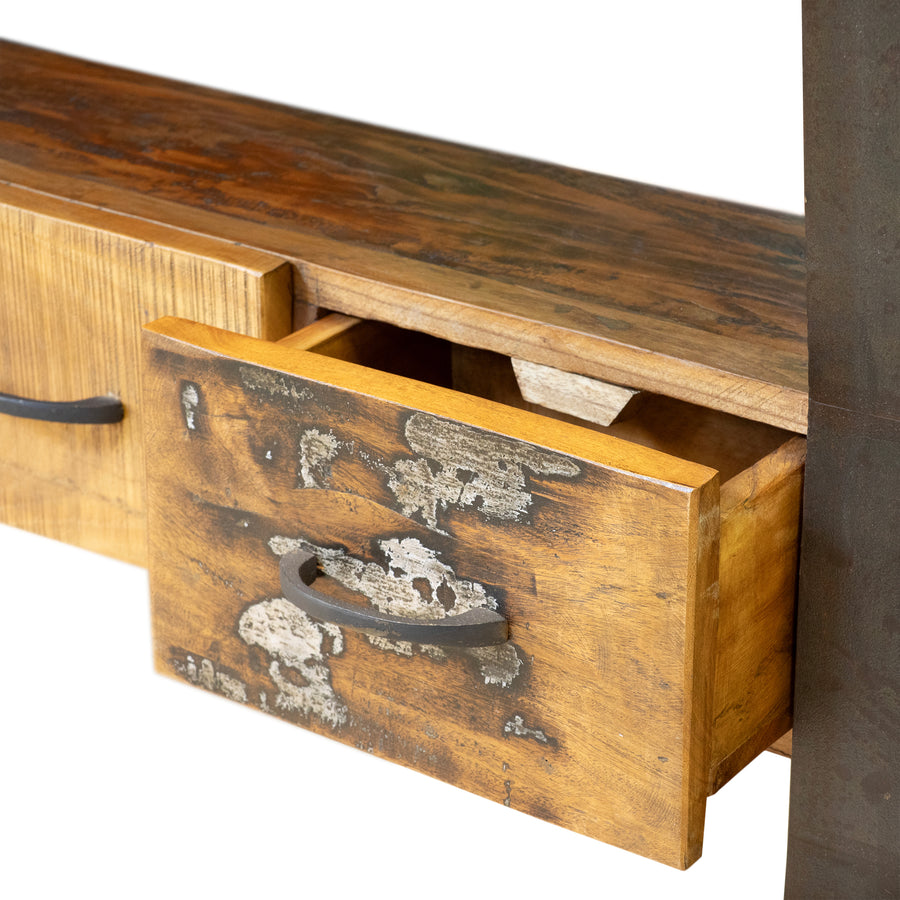Rustic Wood & Steel Console