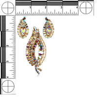 SHERMAN Brooch & Clip Earrings Set - Aurora Borealis Baguettes