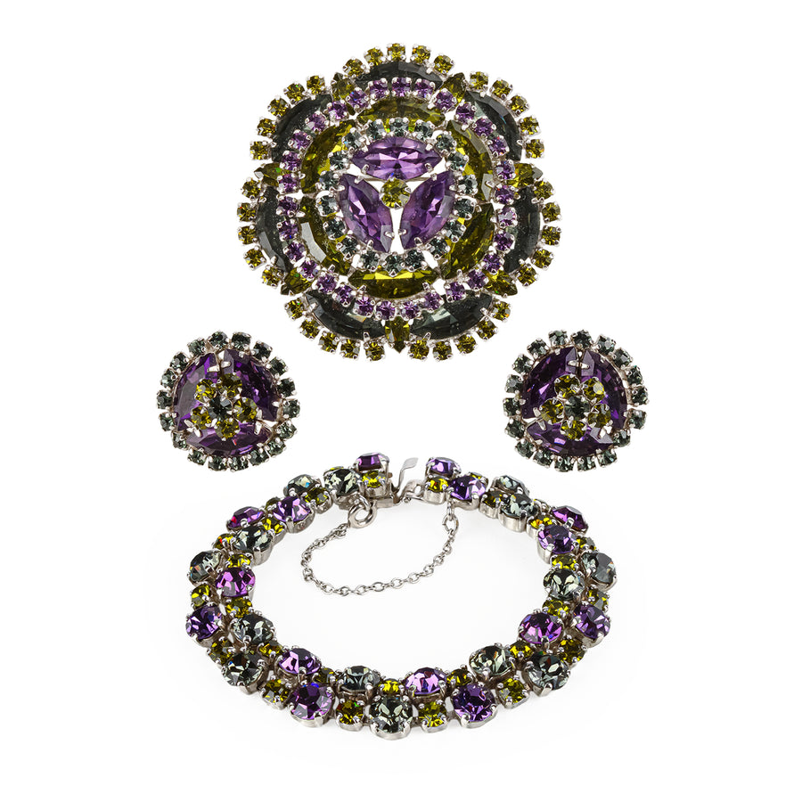 SHERMAN Trio - Purple, Green, & Grey Rhinestone