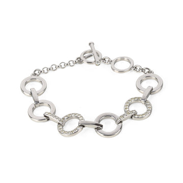 SWAROVSKI Silver Tone Circle Link Toggle Bracelet