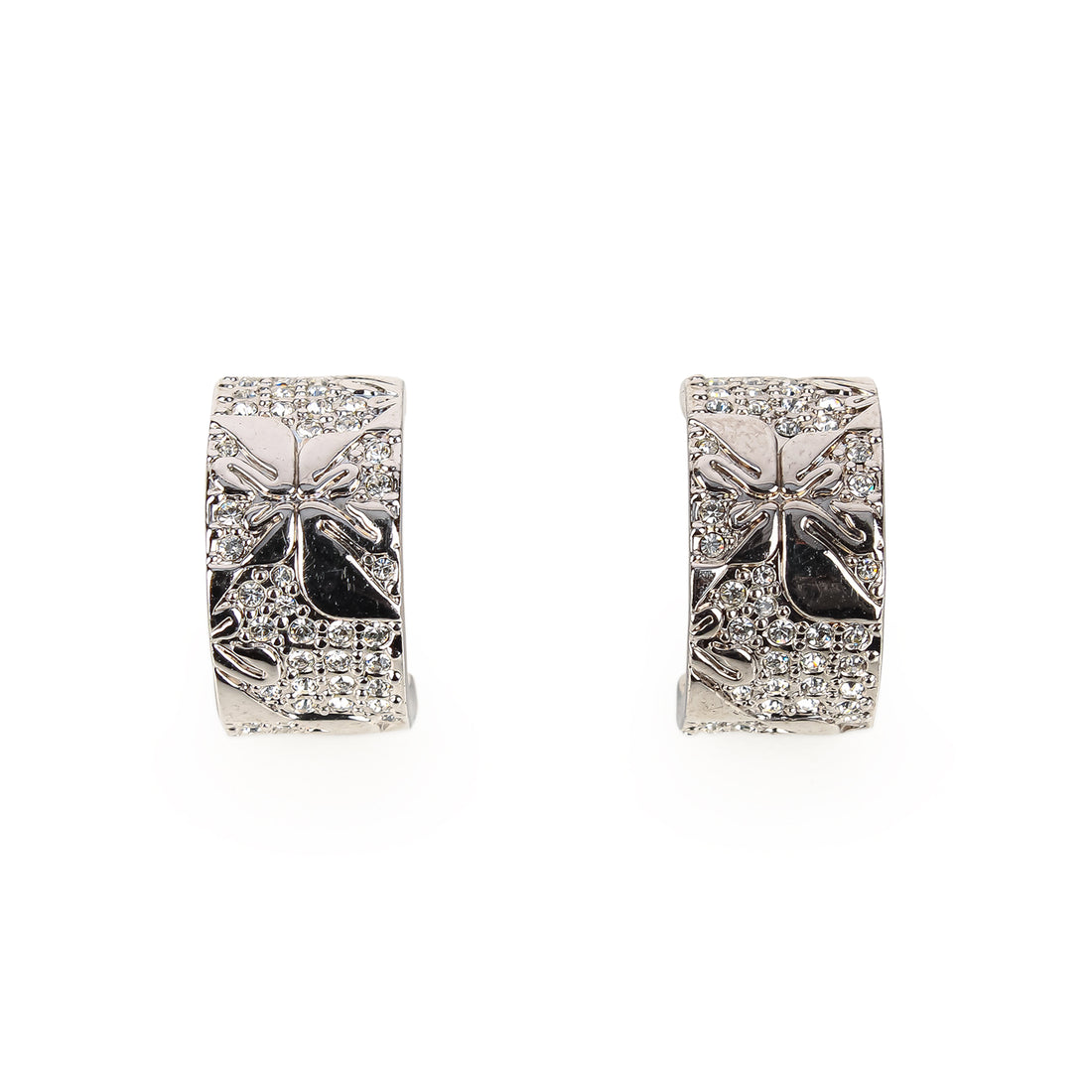 SWAROVSKI Silver Tone Open Hoop Earrings